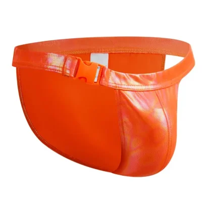 Faux Leather Buckle Strap Brief - Image 12